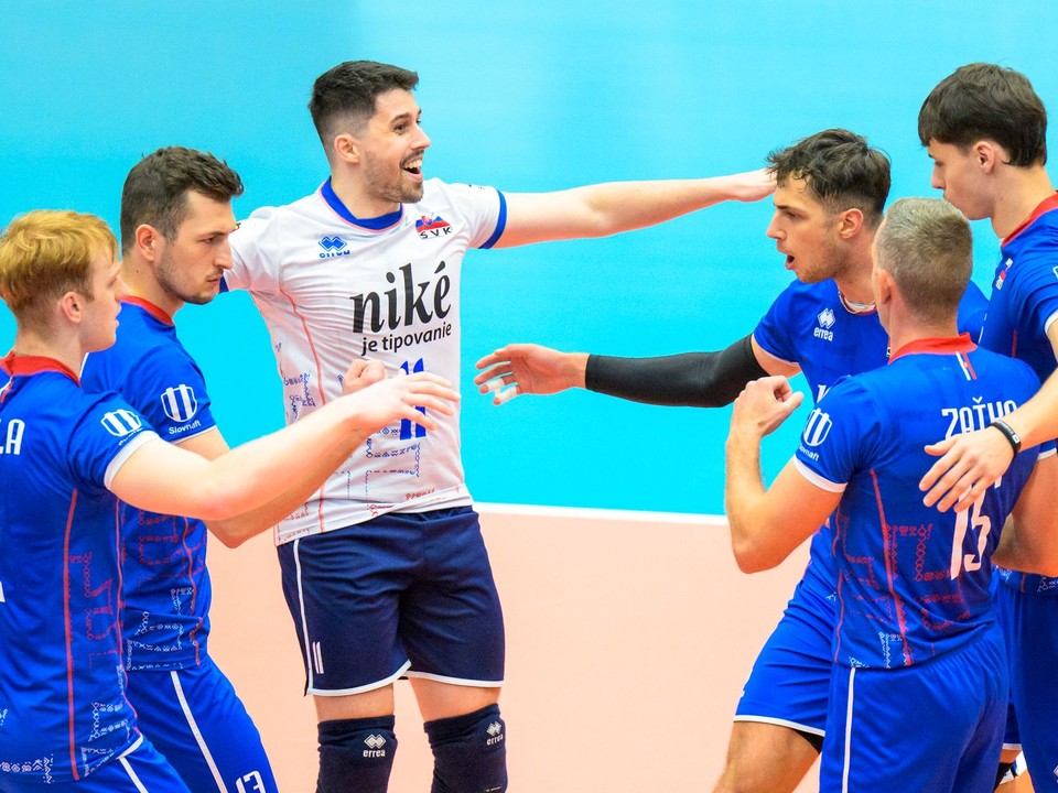 Na snímke sú slovenskí reprezentanti vo volejbale. 