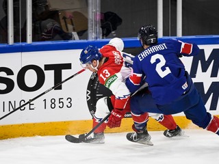 Momentka zo zápasu Česko - Veľká Británia na MS v hokeji 2022.