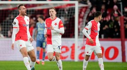 Futbalisti Slavie Praha.