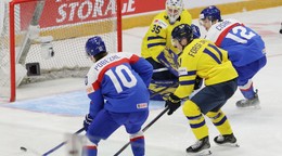 Momentka zo zápasu Slovensko - Švédsko