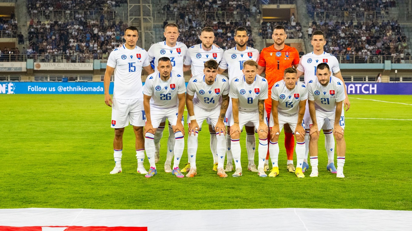 Na snímke slovenskí futbaloví reprezentanti.