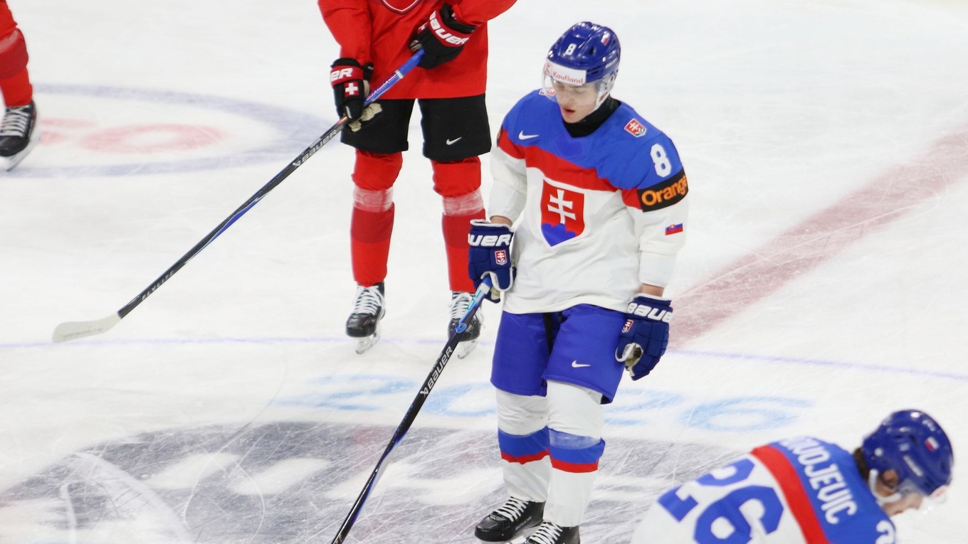 Michal Liščinský počas zápasu Slovensko - Švajčiarsko na MS U20 2026 v USA.
