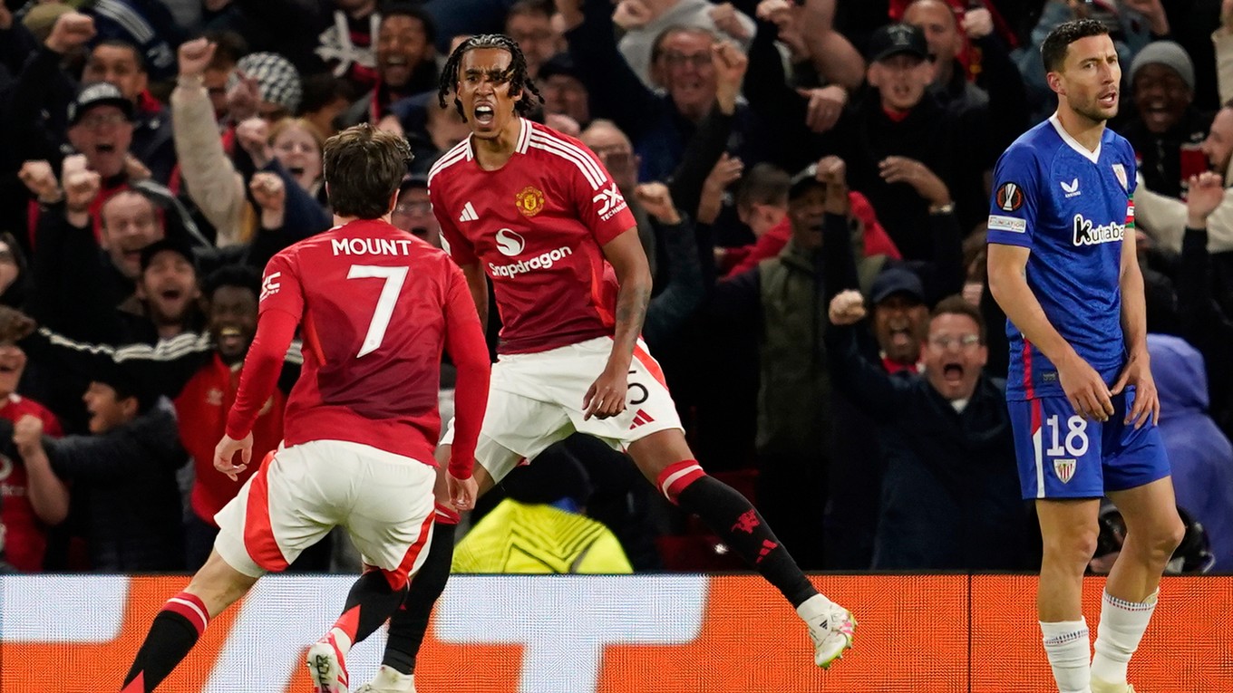 Radosť hráčov Manchester United. 