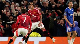 Radosť hráčov Manchester United. 