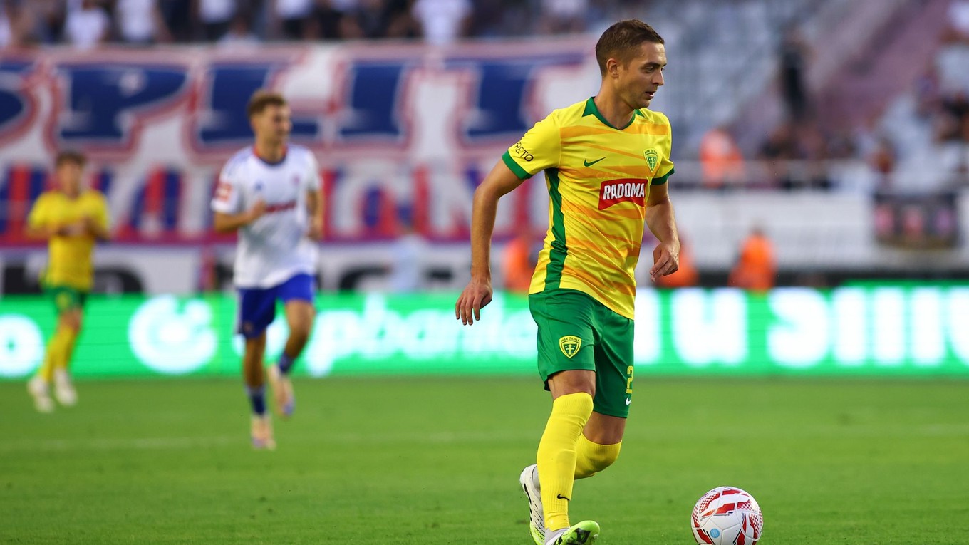 Na snímke hráč Žiliny Michal Faško počas prvého zápasu 1. predkola Európskej ligy (EL) medzi HNK Hajduk Split - MŠK Žilina v Splite.