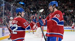 Cole Caufield a Juraj Slafkovský