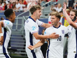James McAtee oslavuje gól počas zápasu Španielsko - Anglicko vo štvrťfinále na EURO U21 2025 (ME vo futbale do 21 rokov).