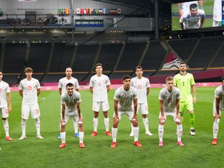 Španielsky tím pred zápasom na OH 2020 v Tokiu.