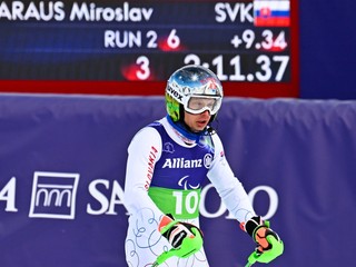 Na snímke slovenský paraalpský lyžiar Miroslav Haraus v cieli pretekov v alpskej kombinácii.