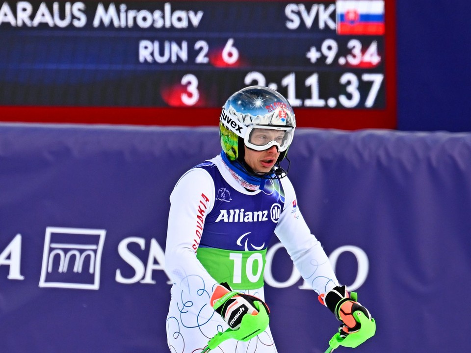 Na snímke slovenský paraalpský lyžiar Miroslav Haraus v cieli pretekov v alpskej kombinácii.