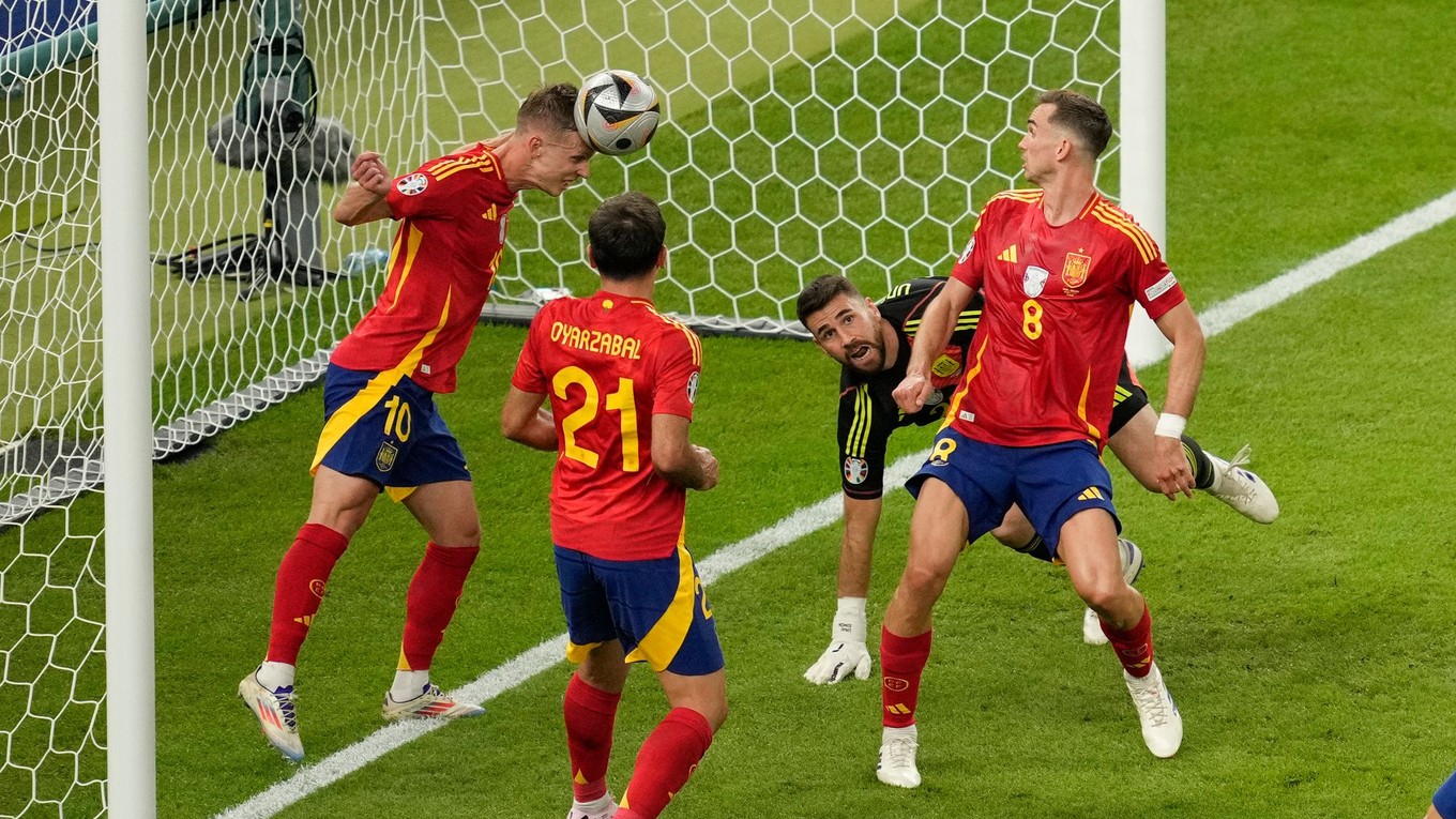 Dani Olmo v zápase Španielsko - Anglicko vo finále EURO 2024 (ME vo futbale).