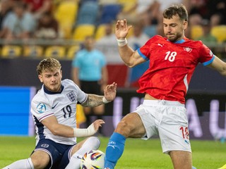 Momentka zo zápasu medzi Českom a Anglickom na EURO U21 2025.