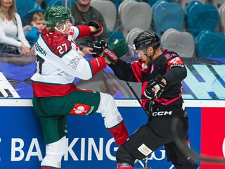Momentka zo zápasu hokejovej Ligy majstrov medzi HC Sparta Praha - Frölunda HC.