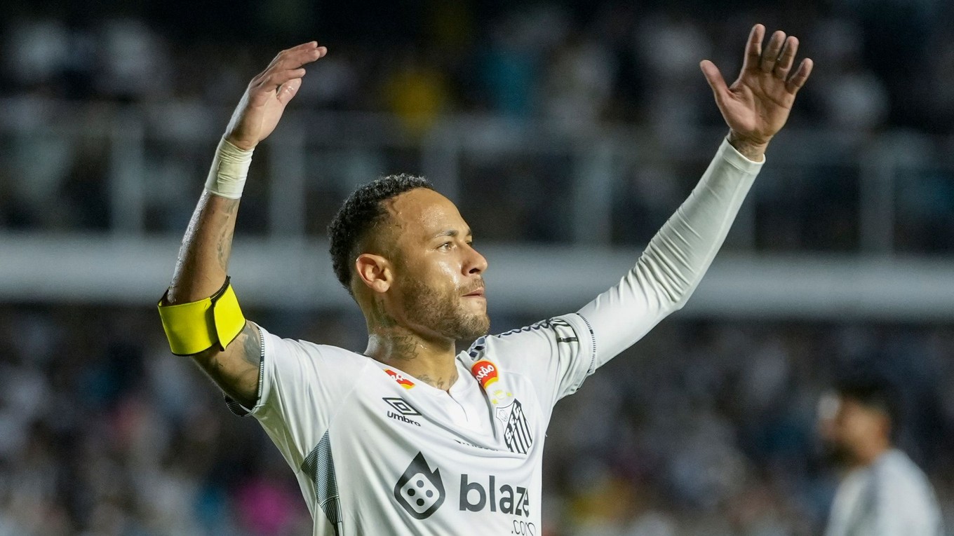 Brazílsky futbalista Neymar v drese materského klubu Santos FC.