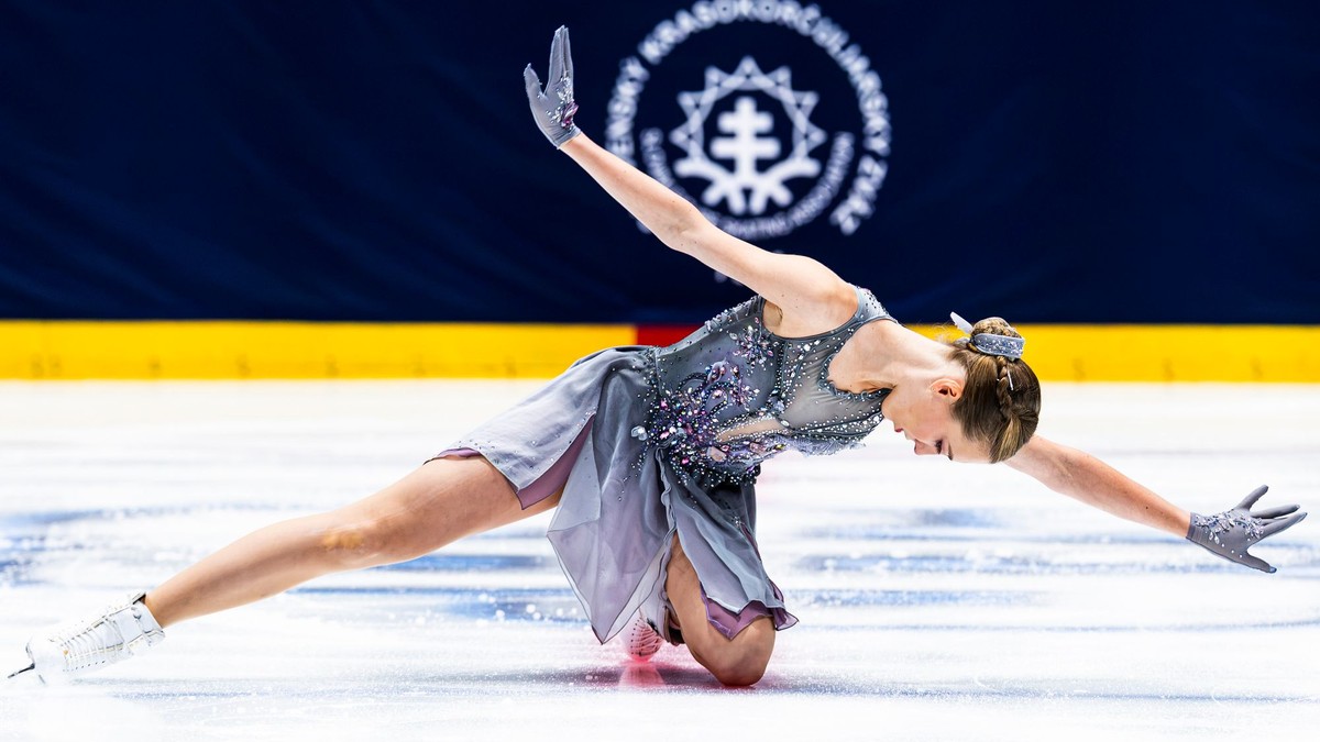Olívia Lengyelová počas krátkeho programu na Memoriáli Ondreja Nepelu 2026.