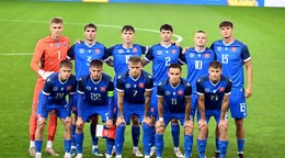 Na snímke futbalisti Slovenska do 21 rokov.