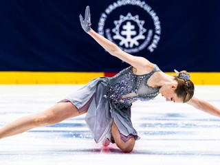 Olívia Lengyelová počas krátkeho programu na Memoriáli Ondreja Nepelu 2026.