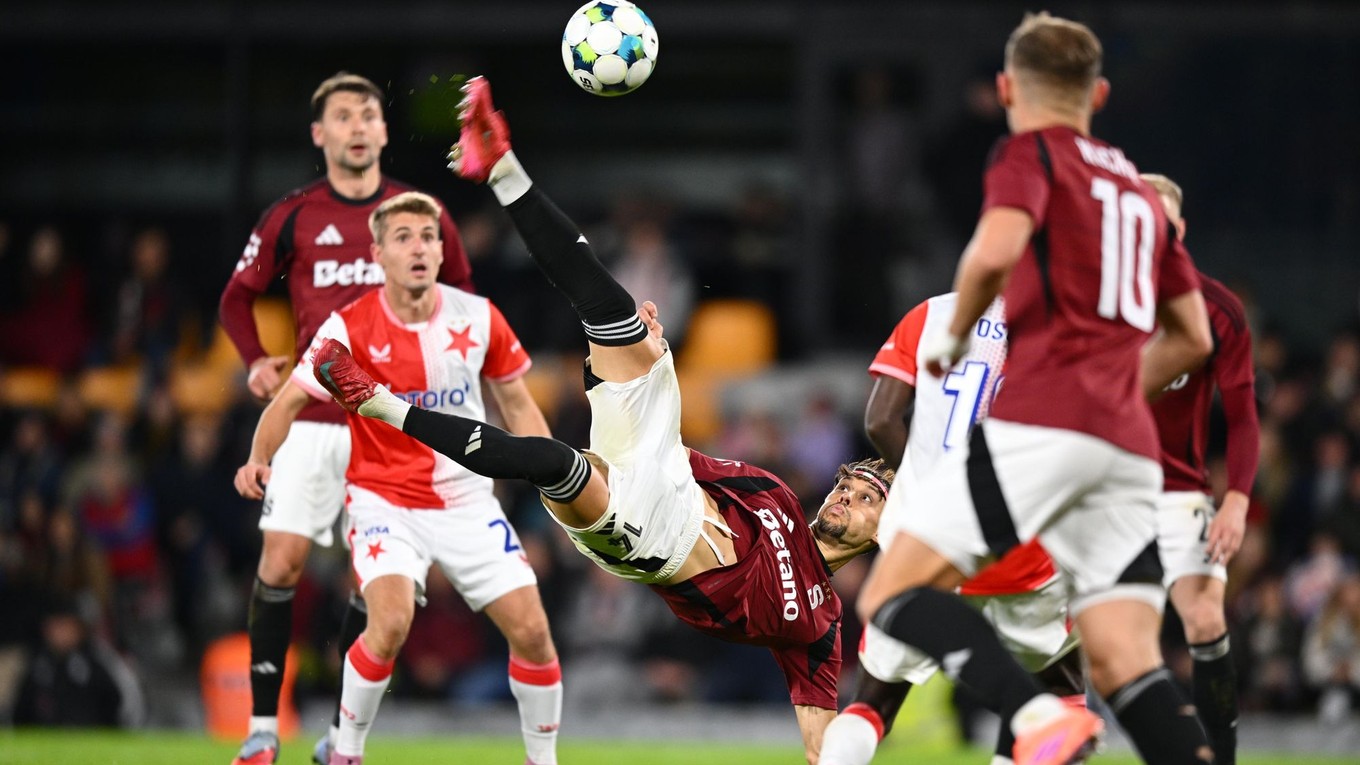 Momentka zo zápasu AC Sparta Praha - SK Slavia Praha.