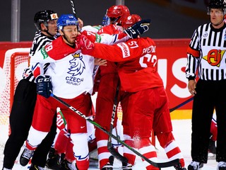 Foto zo zápasu Rusko - Česko na MS v hokeji 2021.