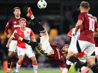 Momentka zo zápasu AC Sparta Praha - SK Slavia Praha.