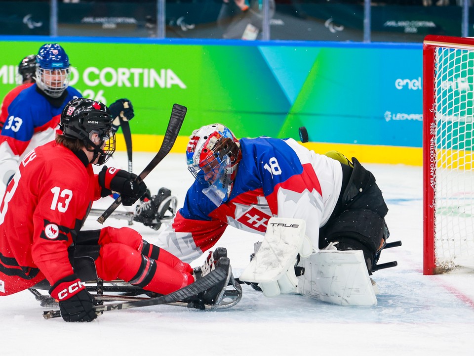 Momentka zo zápasu Slovensko - Kanada na ZPH 2026.