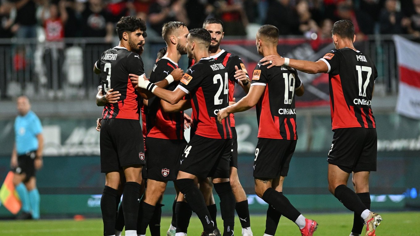 Radosť futbalistov Spartaka Trnava.