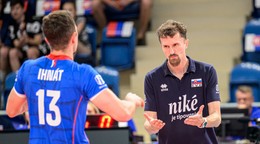 Jakub Ihnát (Slovensko) a hlavný tréner Slovenska Michal Masný.