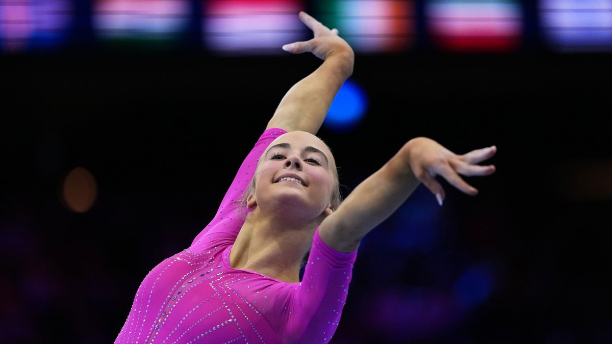 Americká gymnastka Claire Peasová.