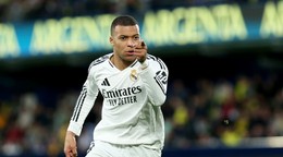 Kylian Mbappé sa teší po strelenom góle v zápase Villarreal CF - Real Madrid v 28. kole La Ligy.