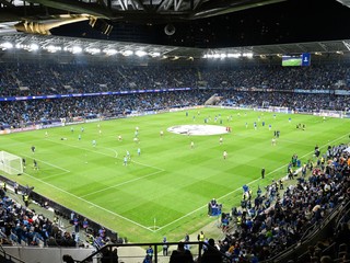 Zaplnený štadión ŠK Slovan Bratislava pred zápasom Slovan Bratislava - Manchester City v 2. kole ligovej fázy Ligy majstrov.