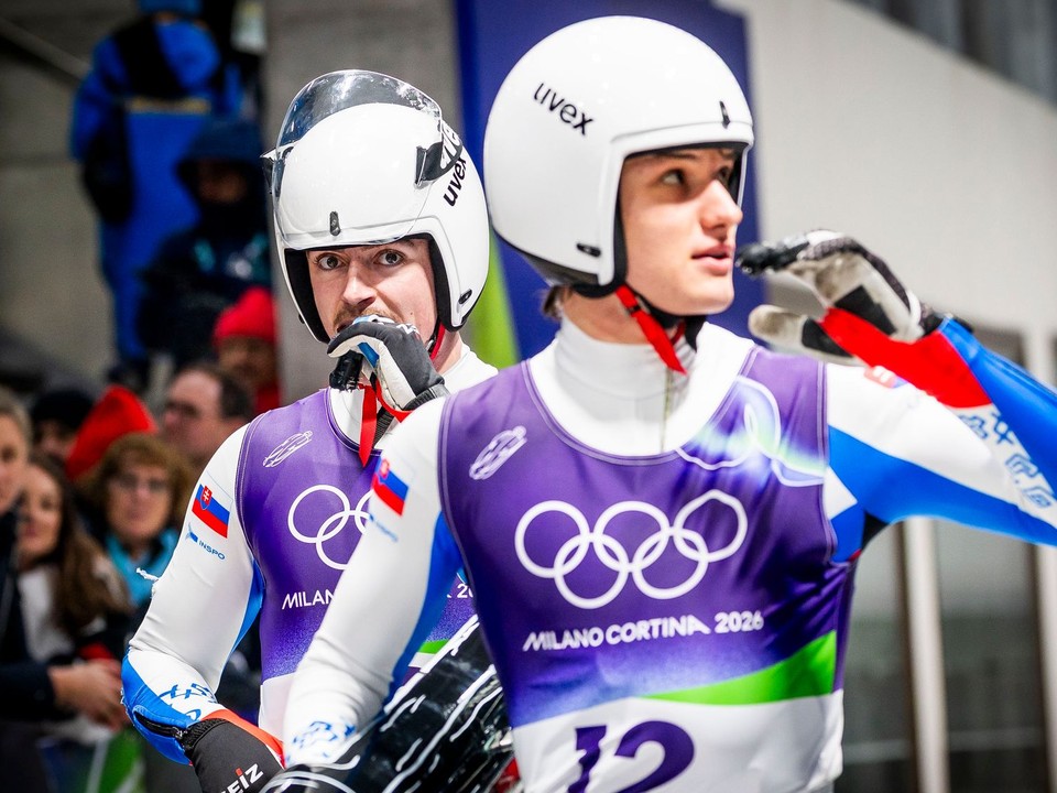 Slovenskí reprezentanti v sánkovaní Christián Bosman (vľavo) a Bruno Mick 
