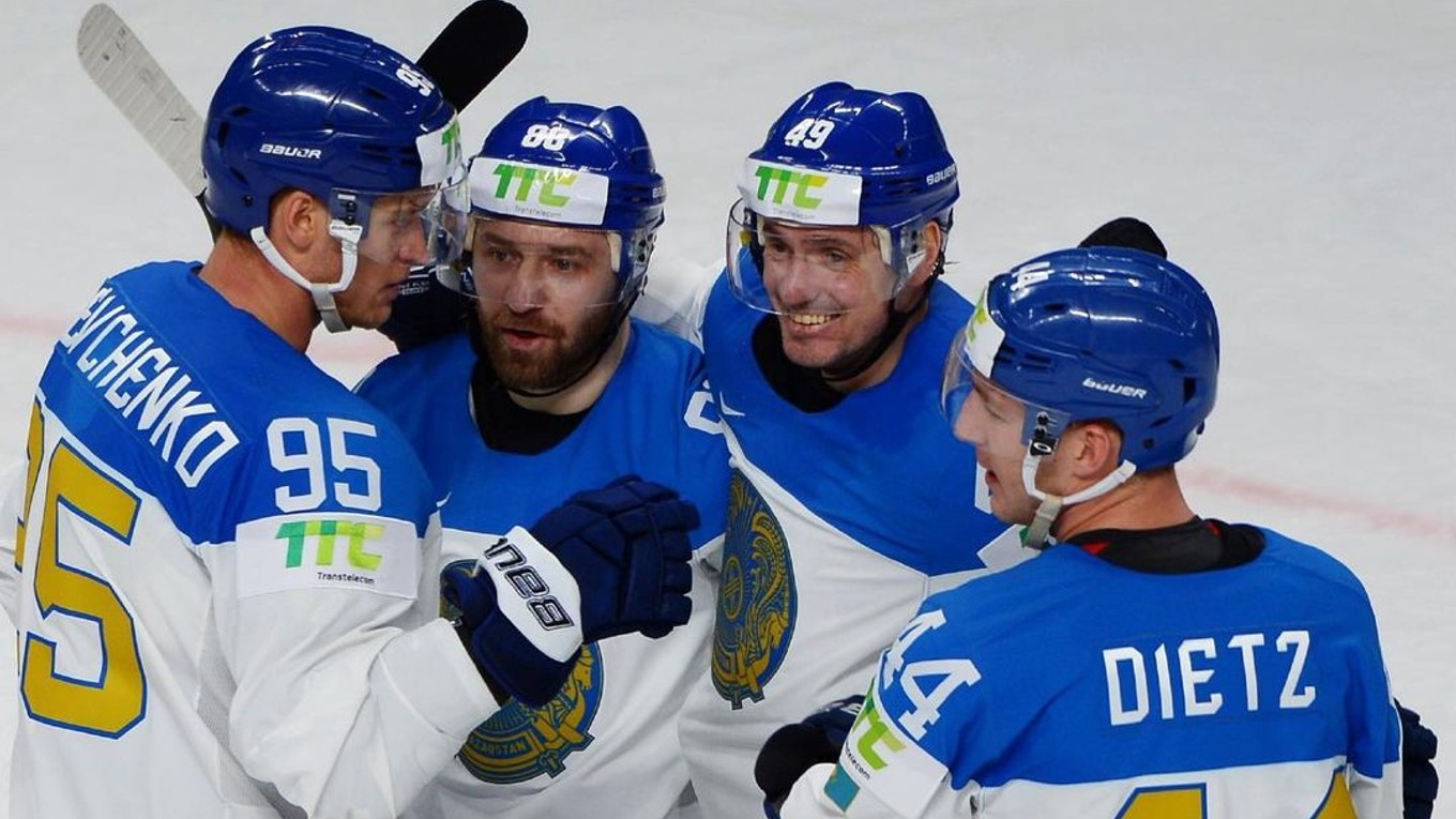Hokejisti Kazachstanu na MS v hokeji 2021. 