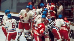 Šarvátka v zápase ČSSR - ZSSR na majstrovstvách sveta 1978 v Prahe.