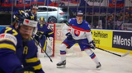 Martin Pospíšil v zápase Slovensko - Švédsko v skupine B na MS v hokeji 2024.