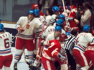 Šarvátka v zápase ČSSR - ZSSR na majstrovstvách sveta 1978 v Prahe.