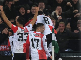 Dávid Hancko a radosť hráčov Feyenoord Rotterdam.