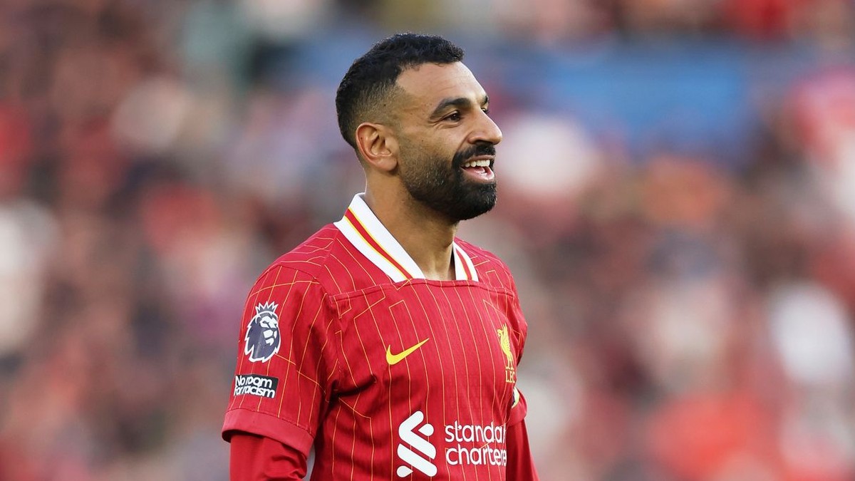 Egyptský futbalista v drese Liverpoolu Mohamed Salah.