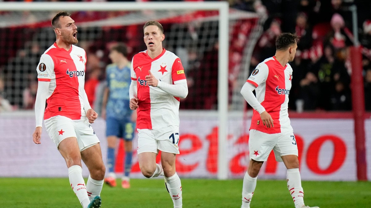 Futbalisti Slavie Praha.