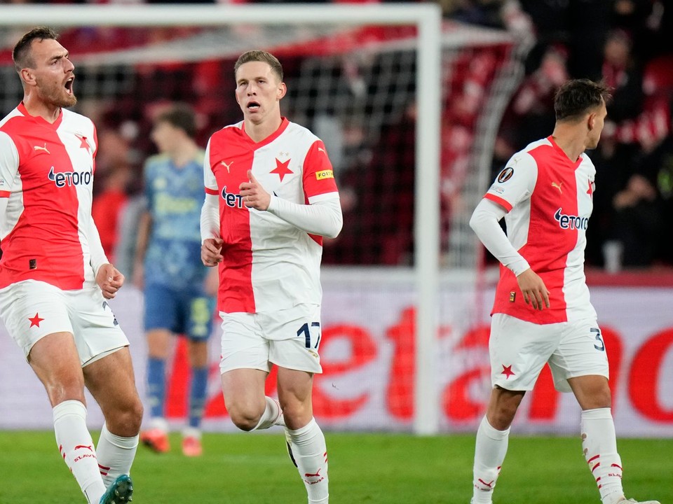 Futbalisti Slavie Praha.