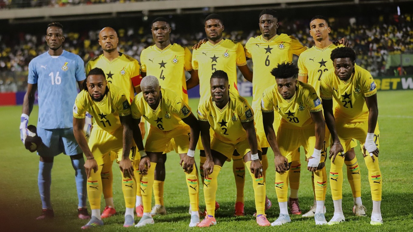 Futbalisti Ghany pred kvalifikačným zápasom proti Komorom.