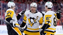 Sidney Crosby, Evgeni Malkin a Rickard Rakell