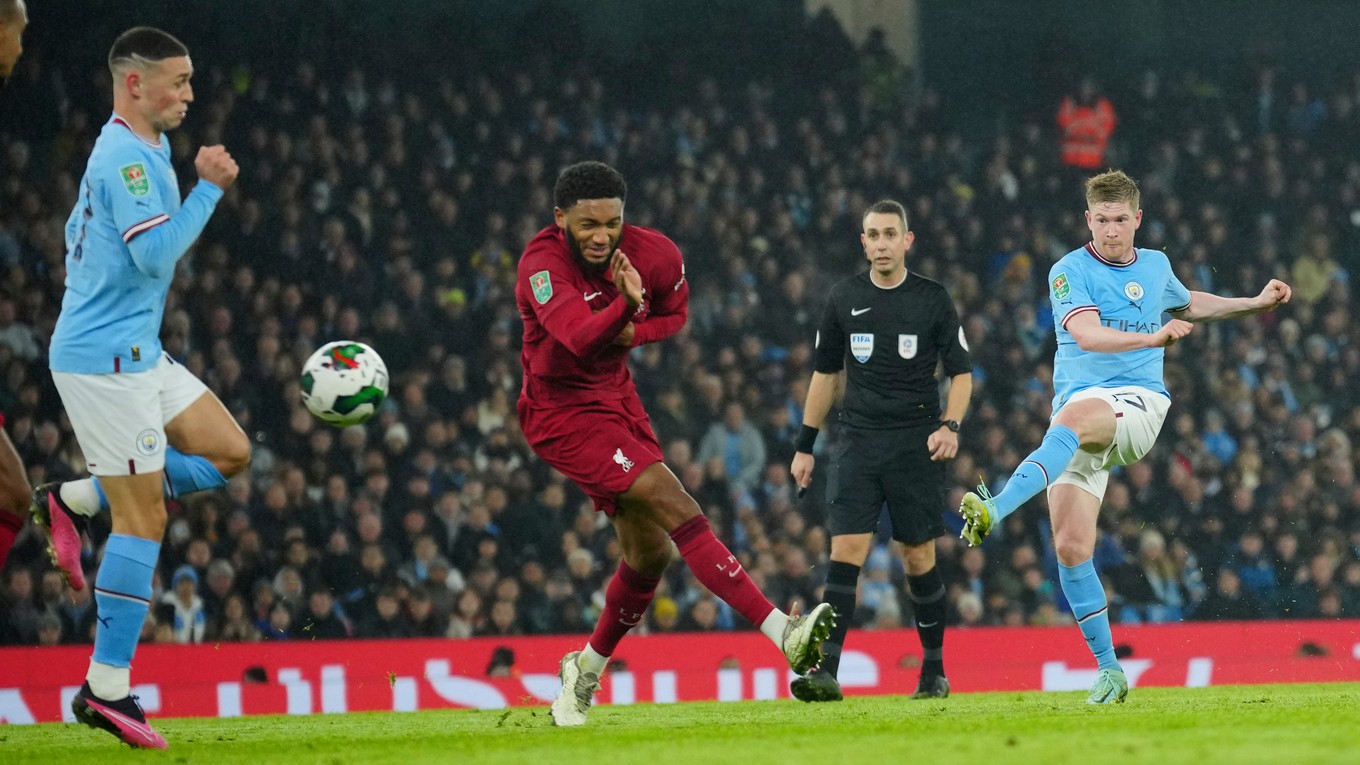 Momentka zo zápasu Manchester City - FC Liverpool.