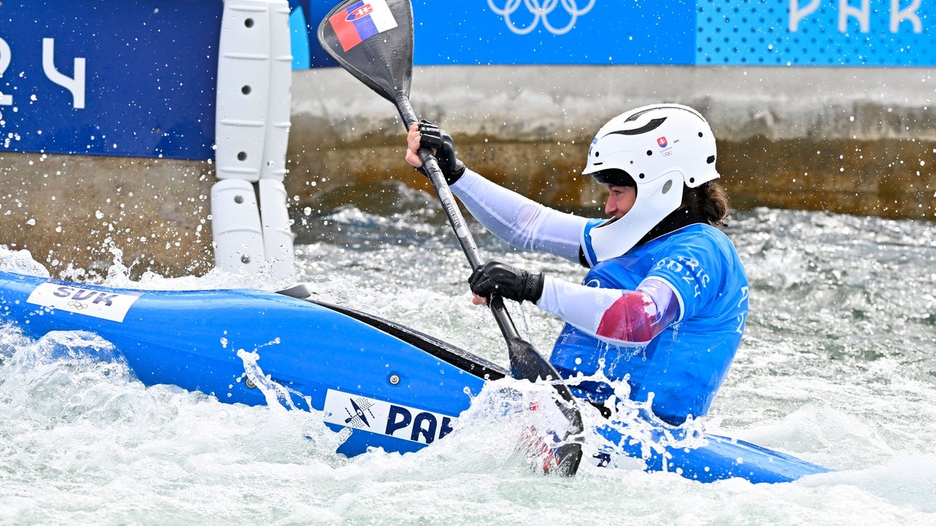 Zuzana Paňková v kvalifikačnej jazde kajak krosu.