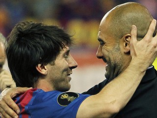 Lionel Messi a Pep Guardiola v máji 2012.