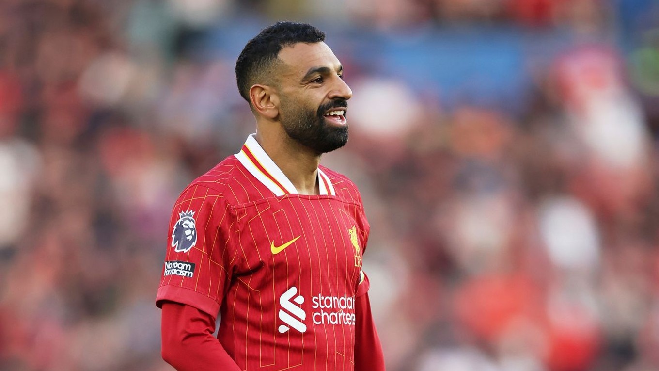 Egyptský futbalista v drese Liverpoolu Mohamed Salah.