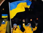 Ukrajinský športovci počas otváracieho ceremoniálu ZOH 2026.