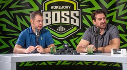 Ondrej Rusnák a Boris Valábik počas nahrávania podcastu Hokejový BOSS. 