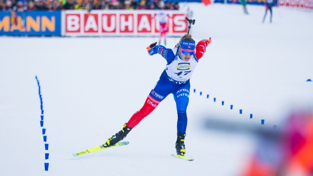 Paulína Bátovská Fialková počas šprintu v Ruhpoldingu.