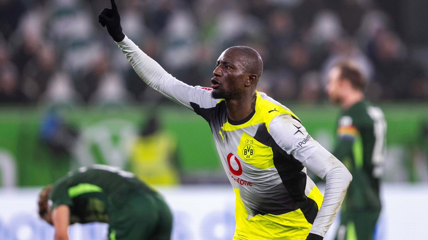 Serhou Guirassy oslavuje gól. 