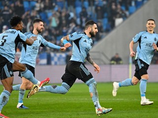 Tigran Barseghjan (Slovan) sa raduje po strelení gólu.